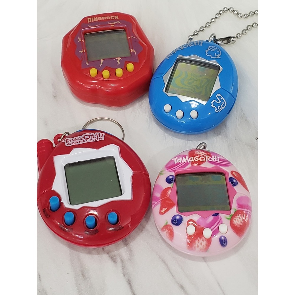 BROKEN FOR PARTS Lot Bandai Tamagotchi Virtual Connection Dinorock Strawberry